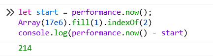 the time required to run indexOf over 17e6 characters